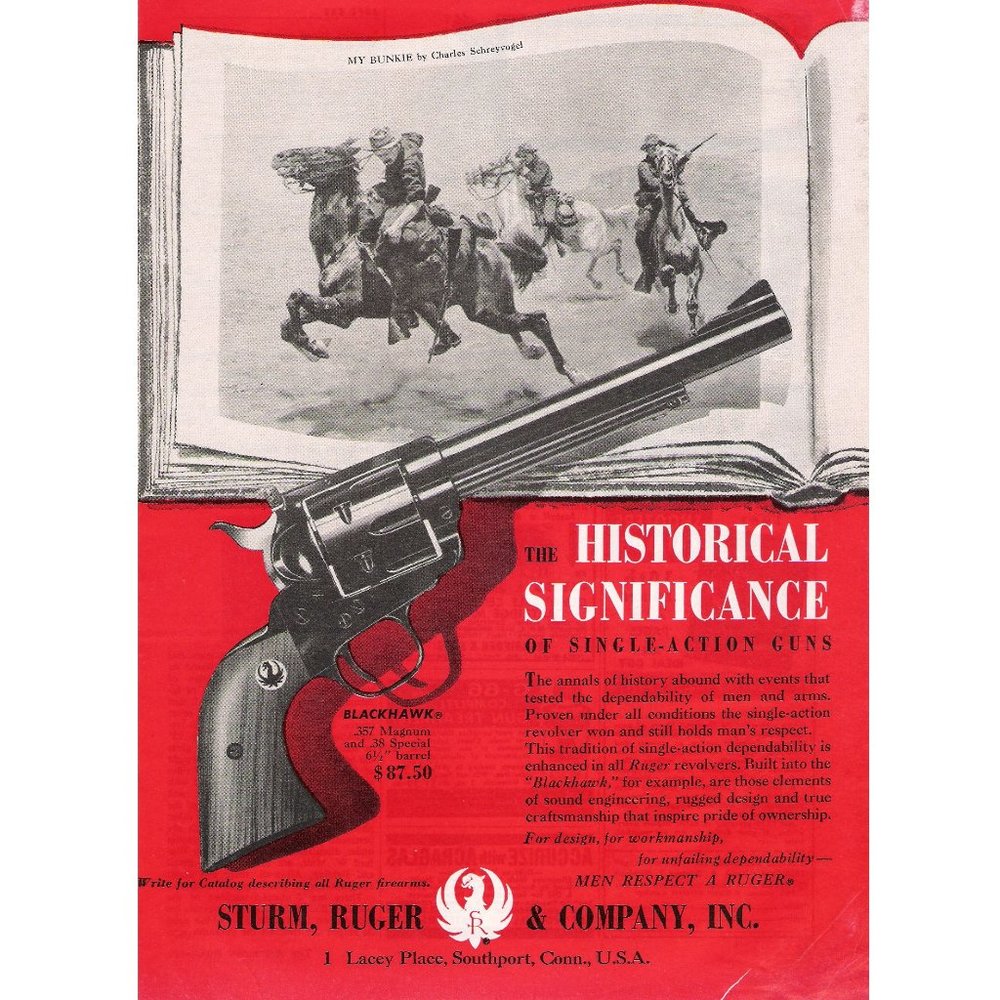 1961 Sturm Ruger Blackhawk Magazine Print Ad Decor